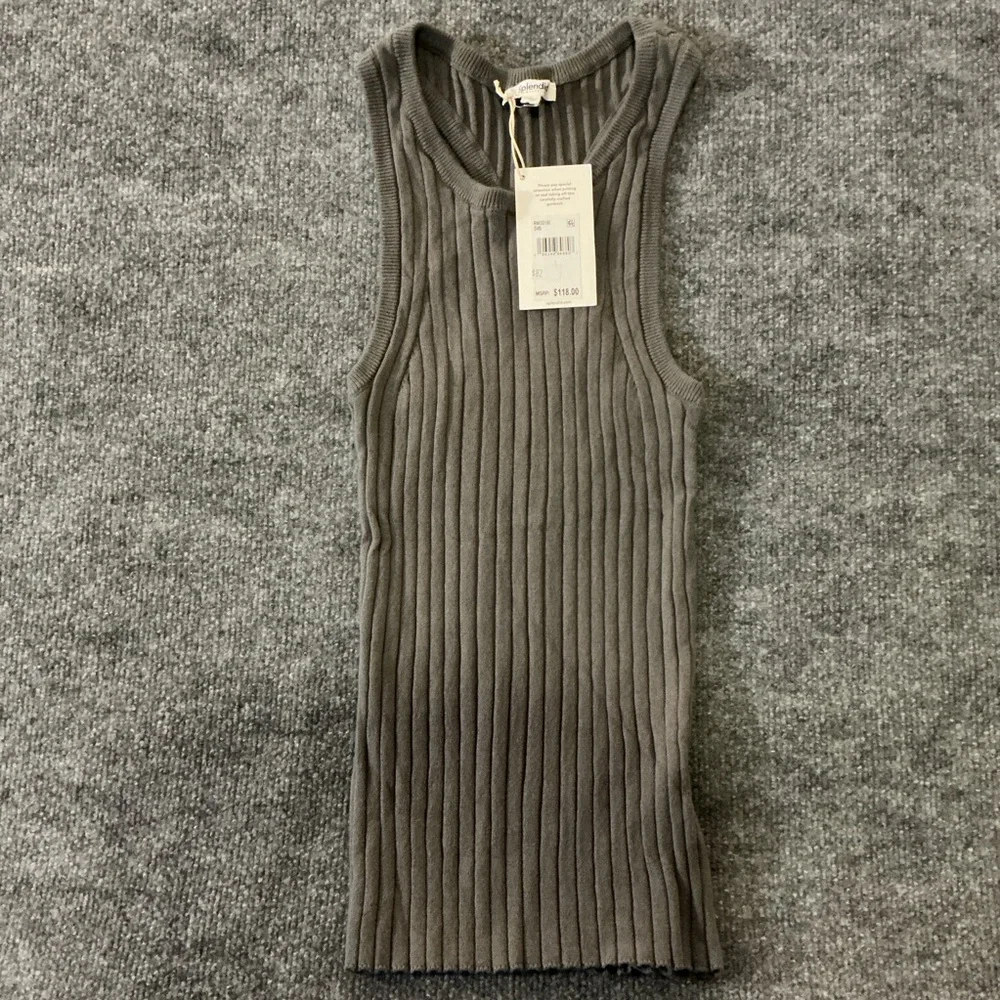 Splendid Olive Ribbed Tank Top - Picture 4 of 12